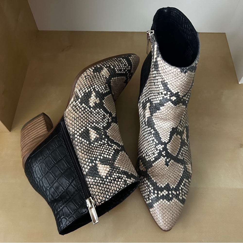 Vince Camuto Snakeprint Grasem Leather Ankle Booties - Picture 5 of 16